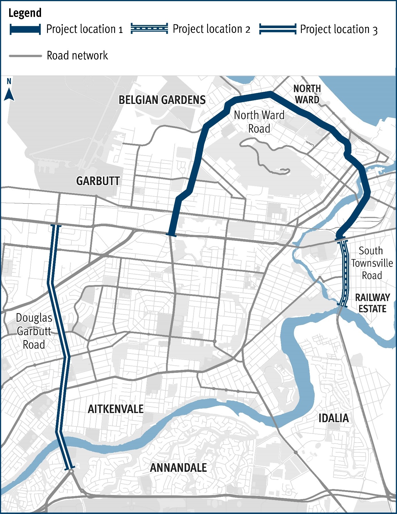 High Risk Roads projects Townsville program project map